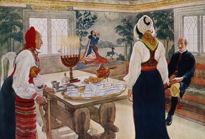 Un Cottage di Minatore, da un portfolio stampato commercialmente, pubblicato nel 1939 da Carl Larsson